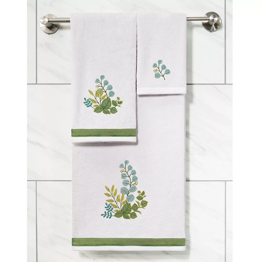 Linum Home Textiles Turkish Cotton Botanica 2-piece Embellished Bath Towel Set - Image 4