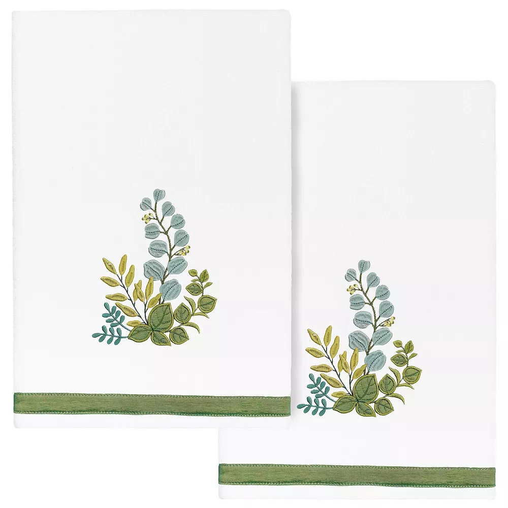 Linum Home Textiles Turkish Cotton Botanica 2-piece Embellished Bath Towel Set