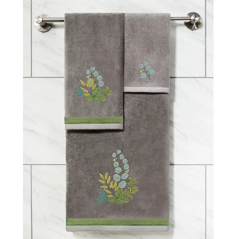 Linum Home Textiles Turkish Cotton Botanica 2-piece Embellished Hand Towel Set - Image 4