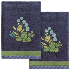 Linum Home Textiles Turkish Cotton Botanica 2-piece Embellished Hand Towel Set