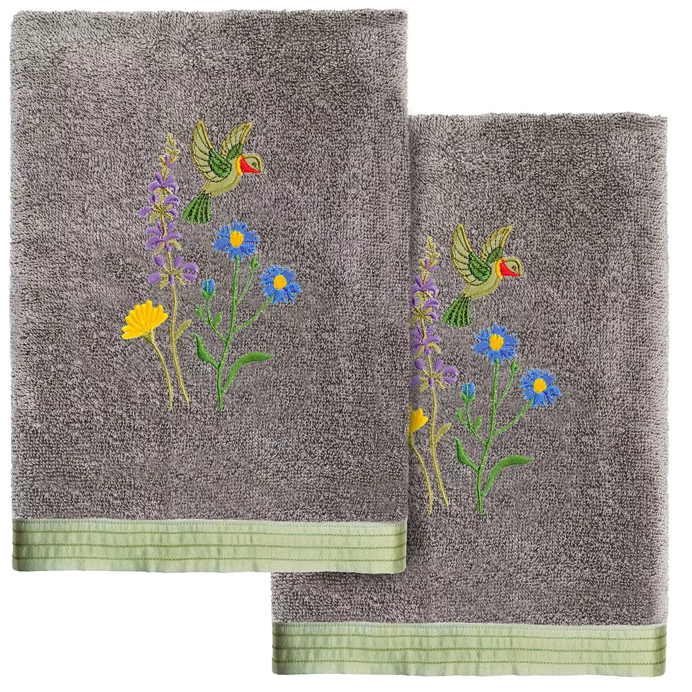 Linum Home Textiles Turkish Cotton Hada 2-piece Embellished Hand Towel Set