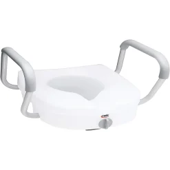 Carex E-Z Lock Raised Toilet Seat With Removable Or Adjustable Handles - 5 Inch Toilet Seat Riser With Arms - Fits Most Toilets